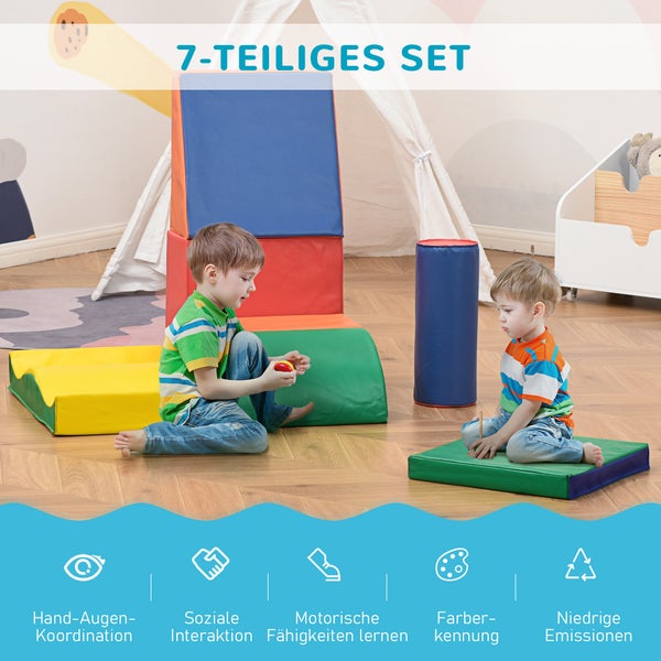 HOMCOM 7-tlg. Softbausteine, Bausteinset, 60L x 40B x 11H cm, PU, EPE, Grün
