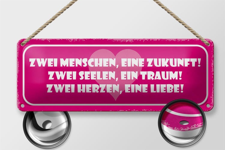 Blechschild Spruch 27x10cm zwei Menschen eine Zukunft Herz Dekoration