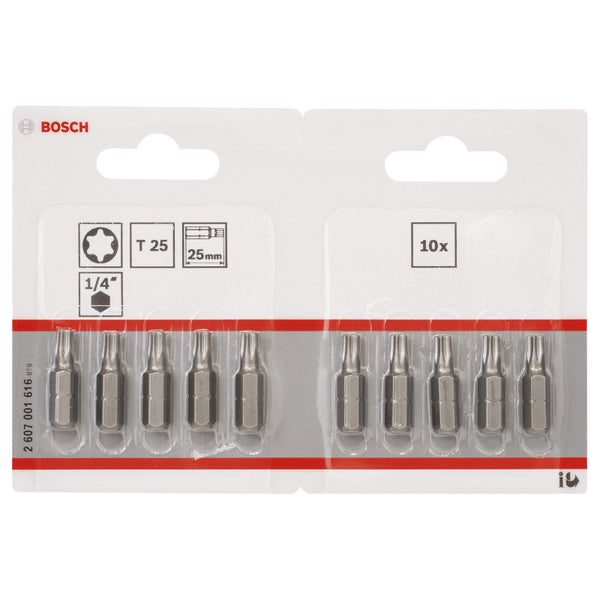 Bosch 10x Schrauberbit Extra-Hart, T25, 25 mm - 2607001616