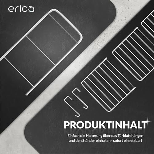 Erica – praktischer weißer Wäscheständer für Tür zur platzsparenden Wäschetrocknung – 3 ausklappbare Flügel mit 11 Metern Wäscheleine bieten viel Fläche für Textilien
