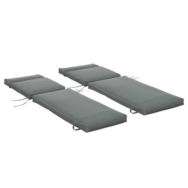 Outsunny 2er Set Auflage für Sonnenliege, Flammhemmend Liegenauflage mit Bänder für Gartenliege 8cm dick Polsterauflage Liegestuhl Kissen für Gartenmöbel, Auflagen für Deckchair 196x55x8 cm Dunkelgrau