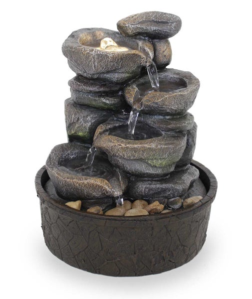 Zimmerbrunnen Tischbrunnen FoCascate graubraun Led 26 cm 10974