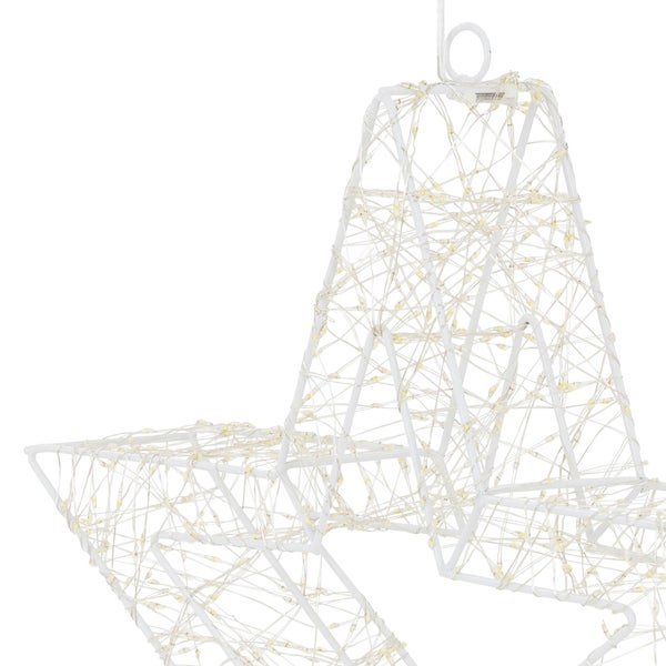 ECD Germany LED-Weihnachtsstern 38 cm mit 960 warmweißen LEDs und Timer, Innen/Außen, IP44 Wasserdicht, Leuchtstern aus Metall, LED Drahtstern zum Aufhängen für Weihnachten, Weihnachtsdeko Fensterdeko