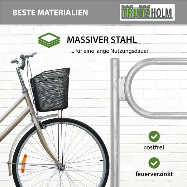 2x Fahrradanlehnbügel 115 x 124 cm Stahl feuerverzinkt Ø 60 mm Einbetonieren Fahrradständer grau     Typ O