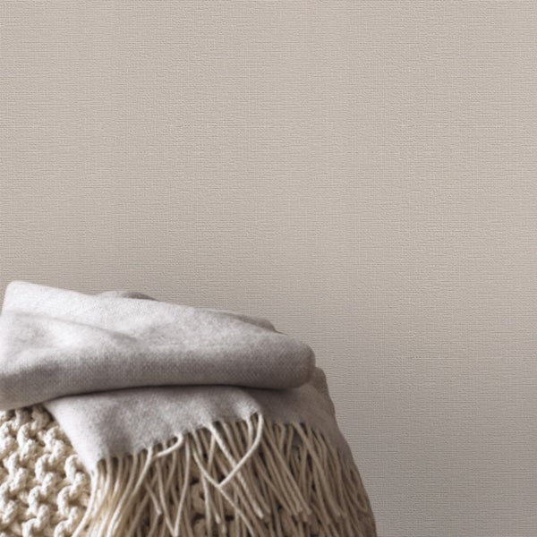 Vliestapeten Textil Uni Taupe
