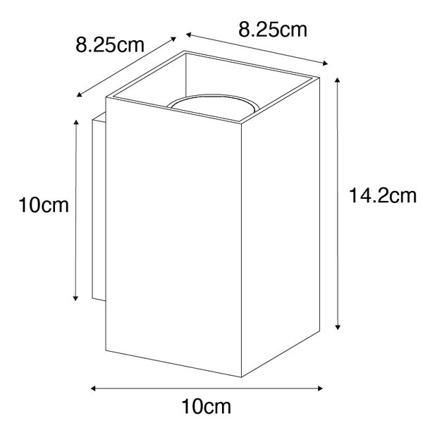 Technische Zeichnung einer Wandleuchte mit Maßangaben