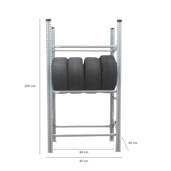 PROREGAL Reifenregal Proximo 200x90x40cm bis zu 12 Reifen auf 3 Ebenen Verzinkt