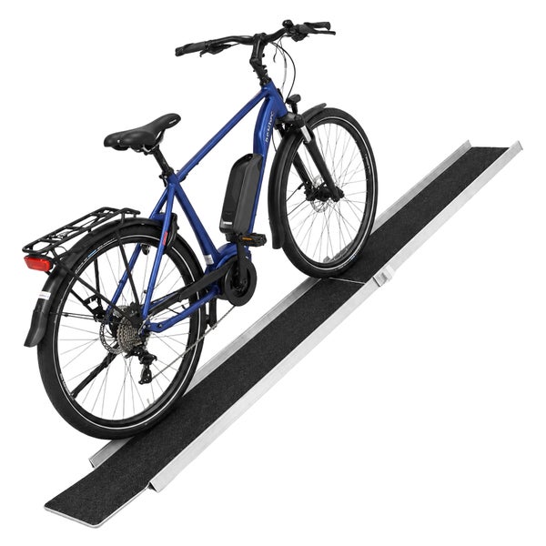 Aluminium Auffahrschiene für E-Bikes und Fahrräder mit rutschfester Oberfläche, klappbar.