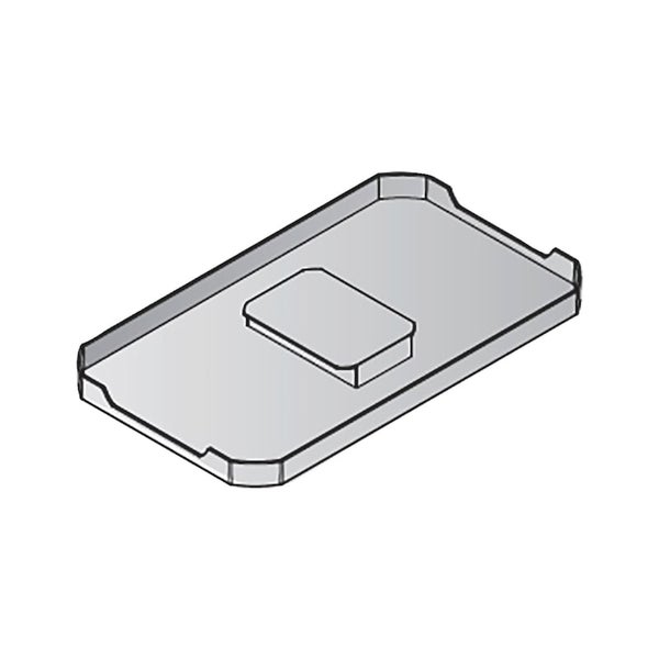 Rechteckiger grauer Deckel mit integriertem Griff.
