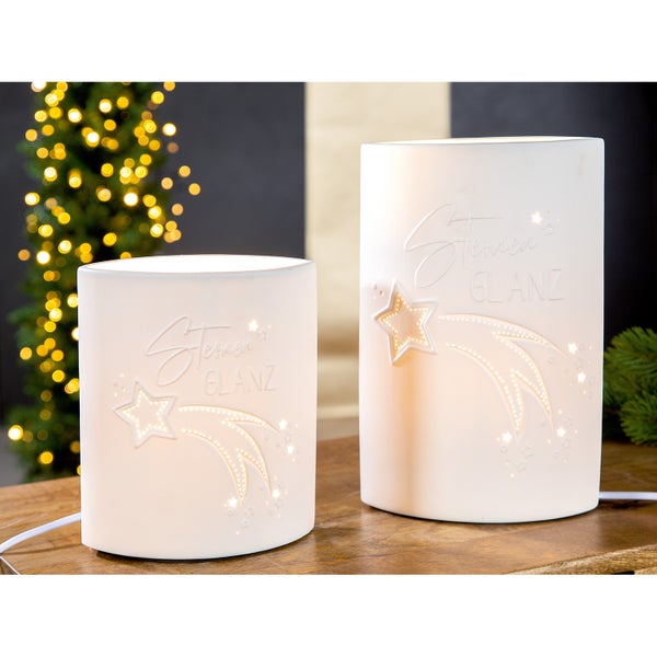 Tischleuchte GILDE Lampe Höhe 21cm Breite 17cm weiß Porzellan
