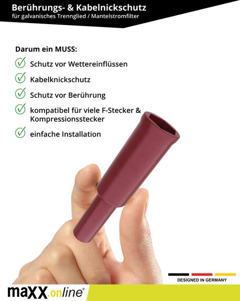 F Stecker Gummitülle & Kabelknickschutz extra für Kompressionsstecker & F-Stecker aller Art, Satellitenkabel, Koaxialkabel, Wetterschutz, LNB, Sat Multischalter,  Regenschutz