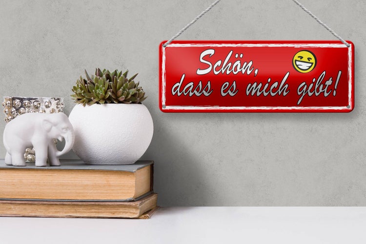Blechschild Spruch 27x10cm Schön dass es mich gibt Dekoration