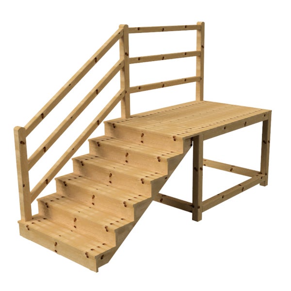 Holzpodest mit Treppe und Geländer