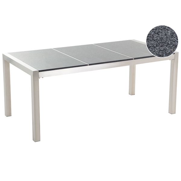 Gartentisch GROSSETO 180 cm 90 cm Polierter Granit Grau