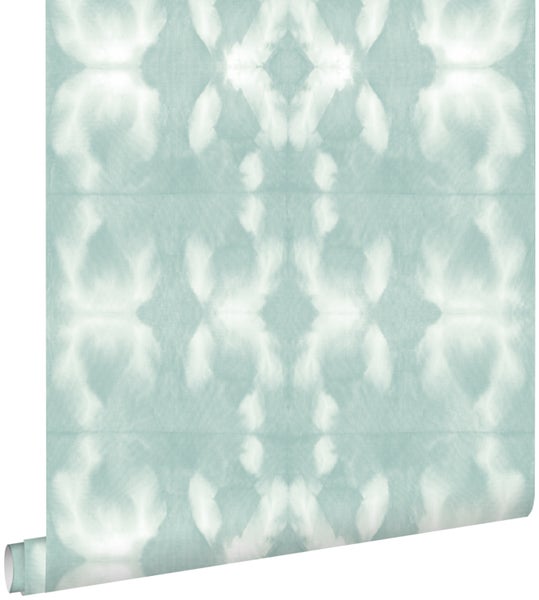 ESTAhome Tapete Tie-Dye Shibori Muster Pastell Mintgrün - 53 cm x 10,05 m - 148682