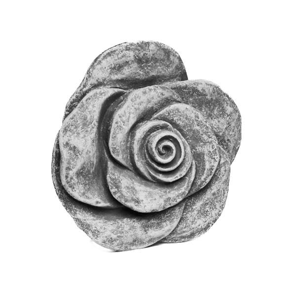 Dekorative Rosenblüte aus Stein als Gartenfigur für den Außenbereich