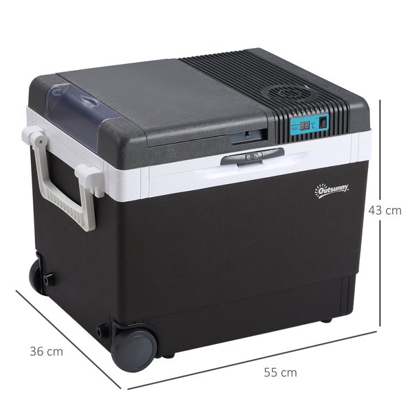 Outsunny Kühlbox, 33L Auto-Kühlschrank, 40 x 30 x 43 cm, ABS, Grau