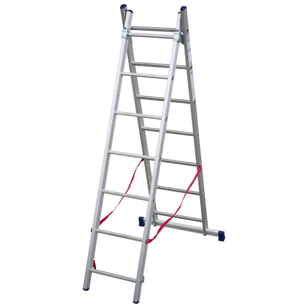 Aluminium Klappleiter mit rotem Gurtband