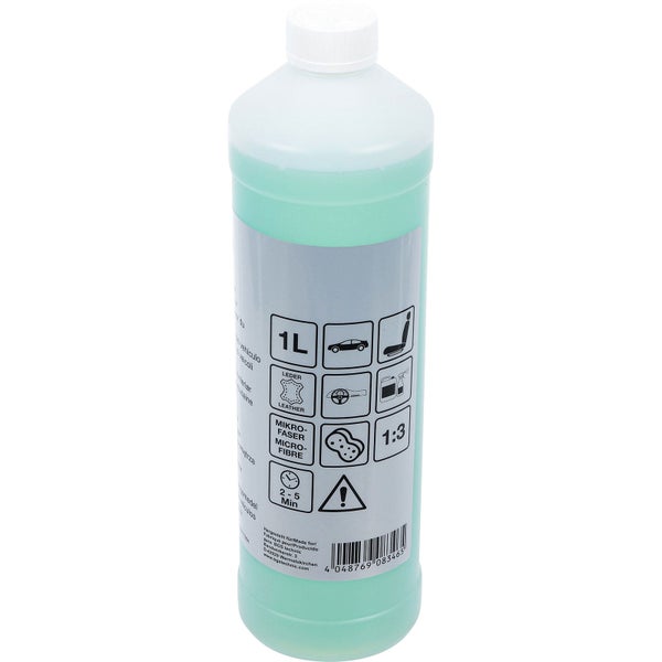 Ein Liter Reiniger für Leder und Mikrofasern in einer Kunststoffflasche