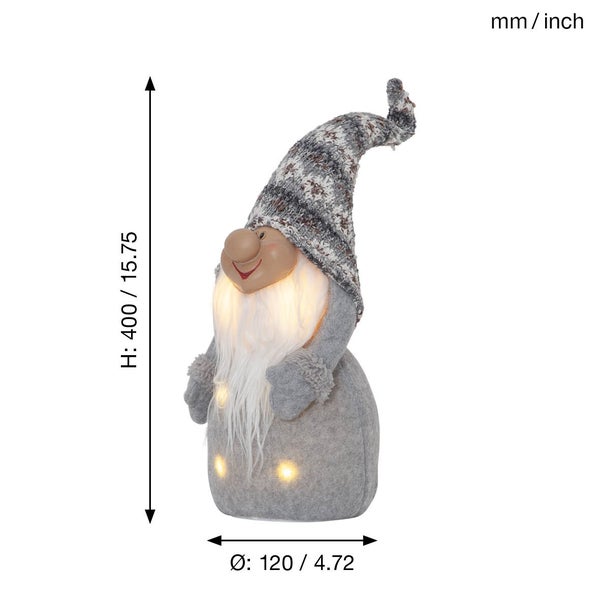 Dekorative Zwergenfigur mit Beleuchtung und gestrickter Mütze, Höhe circa 40 Zentimeter