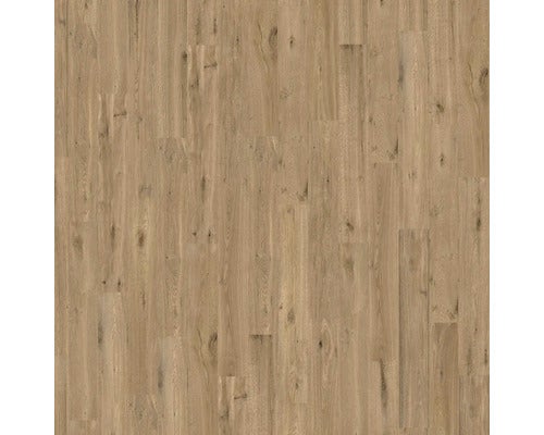 Parkettboden in Eichenoptik mit deutlicher Holzmaserung und Astlöchern.