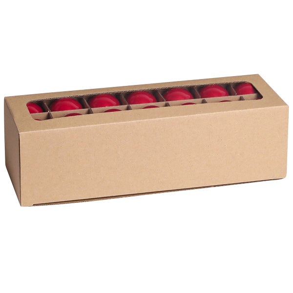 Verpackung mit roten Teelichtern