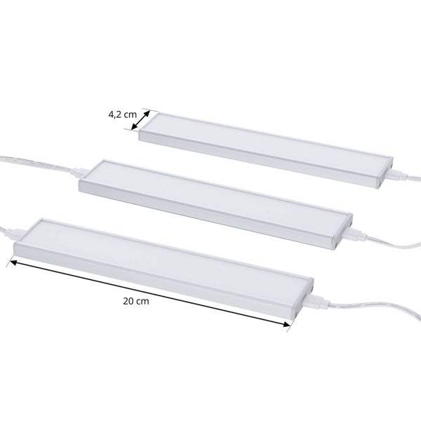 PRIOS 3er Set LED Unterschrankleuchten (Unterbauleuchte) Ashtonis dimmbar mit Bewegungsmelder (Modern) in Alu (3 flammig, ) Wohnzimmerleuchte