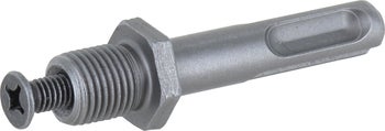 SDS-Plus Adapter für Bohrfutter mit Gewinde und Sicherungsschraube aus Metall.