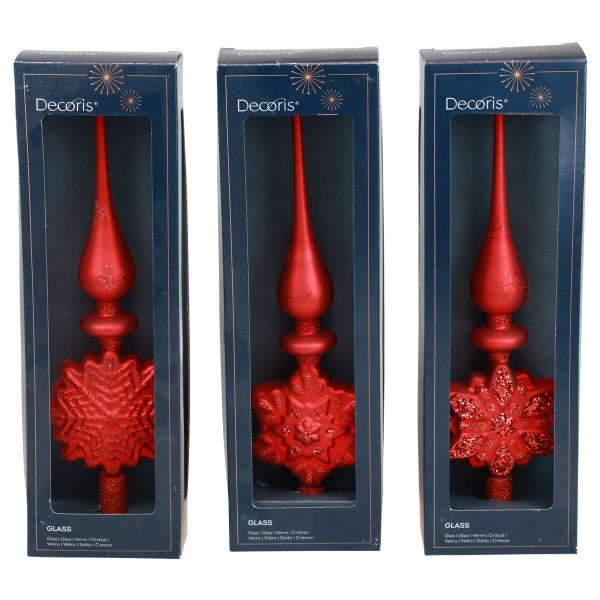 Drei Glas Christbaumspitzen in Produktverpackung