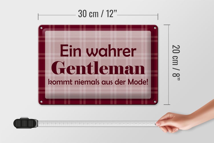Blechschild Spruch 30x20cm Ein wahrer Gentleman