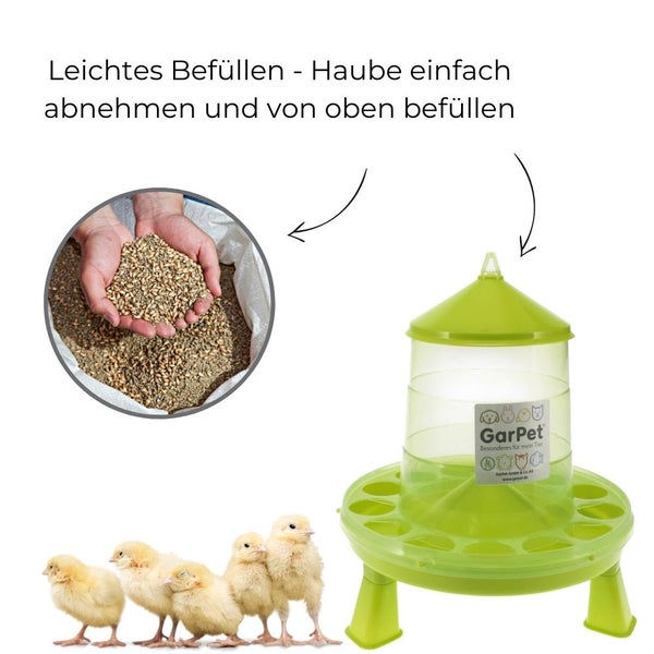 GarPet Futterautomat für Küken, einfache Befüllung von oben