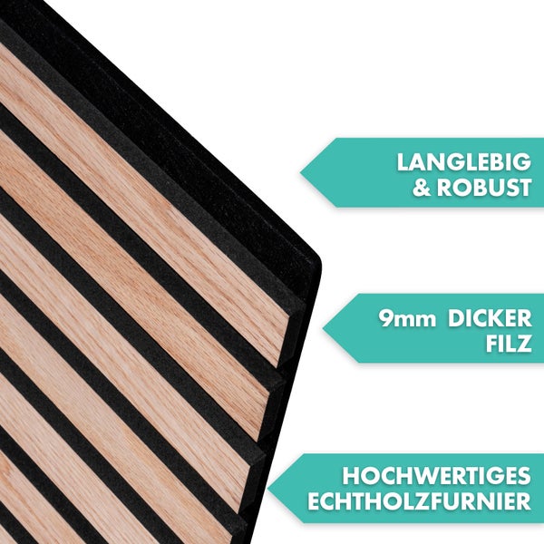 FLOORDIREKT Akustikpaneel - für Angenehme Raumakustik - in Holzoptik - 60 x 60 cm - Red Oak