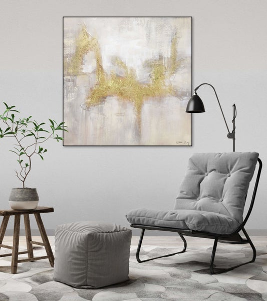 Handgemaltes Gemälde Acrylfarbe 80x80cm Gold