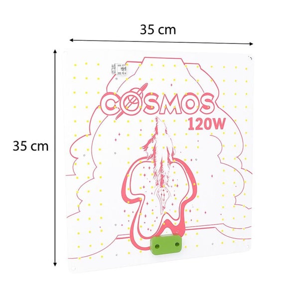 LED Pflanzenlampe Cosmos 120 Watt, quadratisch, Abmessungen 35 Zentimeter mal 35 Zentimeter.