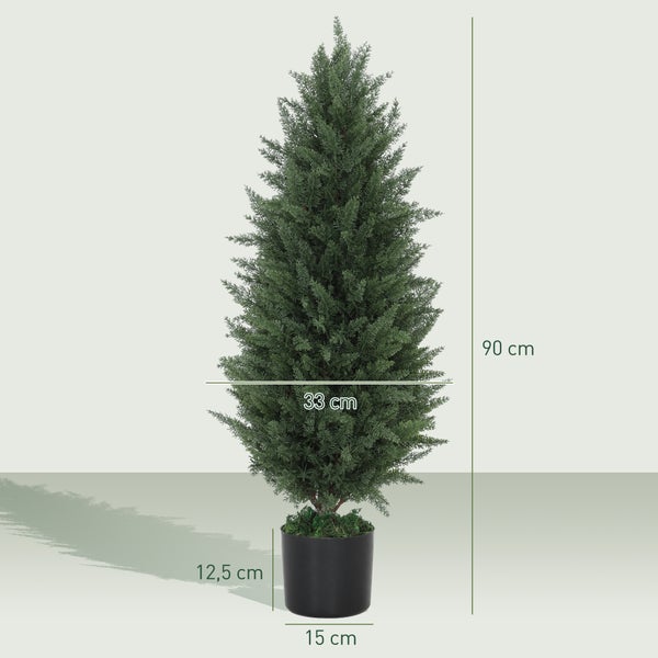 Künstlicher Zypressenbaum, 90 cm hoch, im Topf