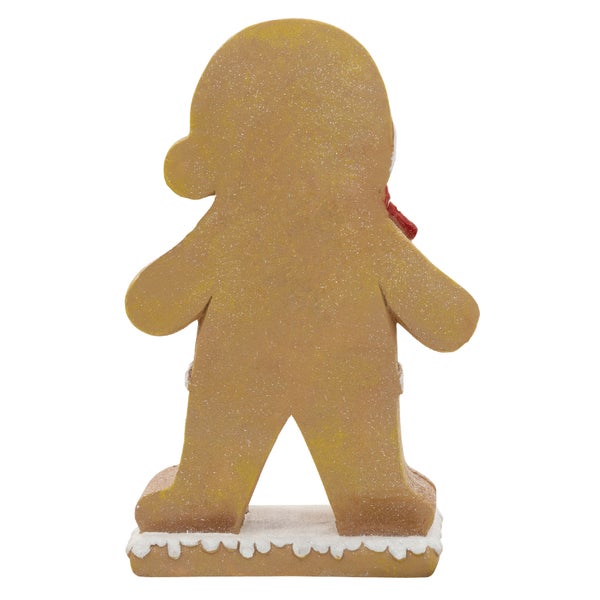 Lebkuchenmann als Weihnachtsdekoration aus Kunststoff mit Standfuß