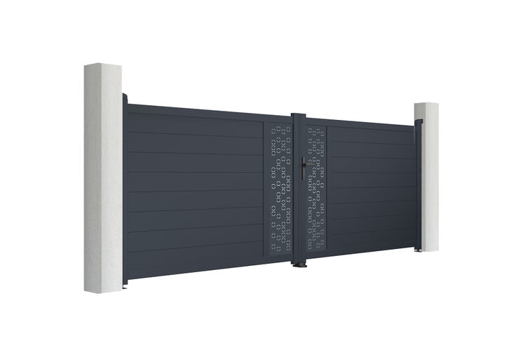 Doppelflügeltor aus Aluminium 4m ADULA 400B140 Grau
