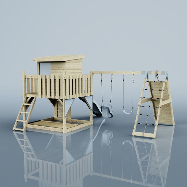 OutdoorToys Spielturm Frida aus Holz in Blau Babyschaukel