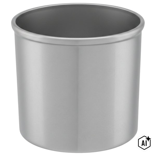 Zylindrischer Metallbehälter oder Farbeinsatz, silberfarben.