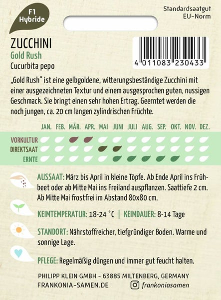 Zucchini Gold Rush Saatgutpackung