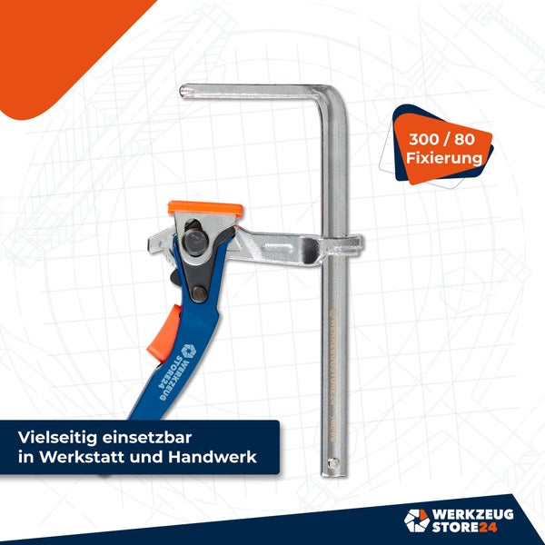 Werkzeug STORE24 Schraubzwinge, 300/80 Millimeter, zur Fixierung in Werkstatt und Handwerk