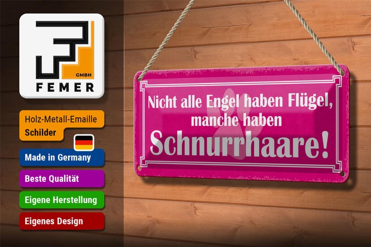 Blechschild Spruch 27x10cm Hund manche Engel Schnurrhaare Dekoration