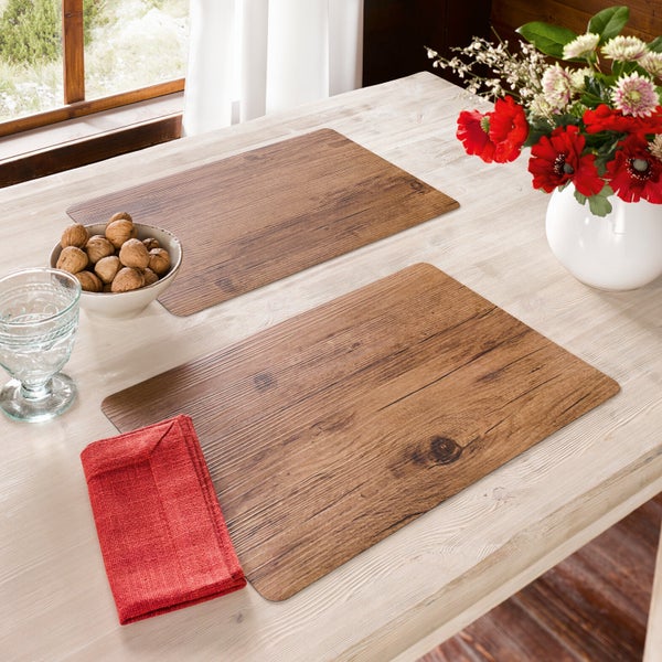 FRANK FLECHTWAREN | Platzmatte Holzoptik, 2er Set, PVC, 45 x 30 cm