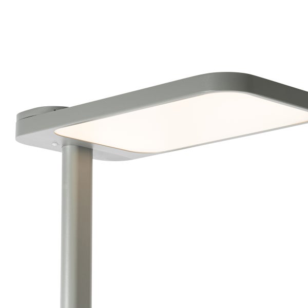 Nahaufnahme einer grauen LED-Stehlampe