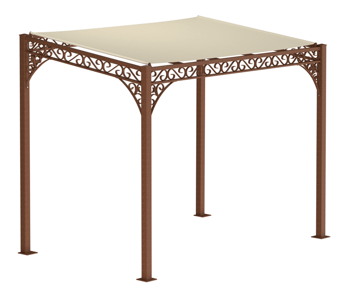 Pergola ELEO Elba 2 x 3 m unbeschichtet - Edelrost | und Sonnensegel ecru