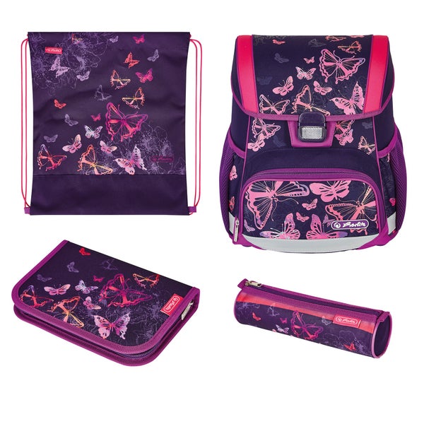 Herlitz Schulranzen Loop Plus Butterflies 16 Liter befüllt