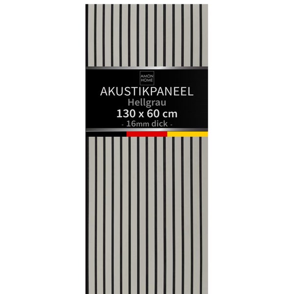Amon Home Akustikpaneel in Hellgrau mit 130 x 60 Zentimeter Größe und 16 Millimeter Stärke zur Wandverkleidung