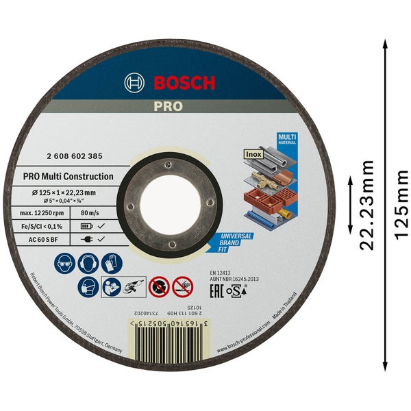 Bosch PRO Multi Material Trennscheibe 125 x 1 x 22,23 mm - 2608602385