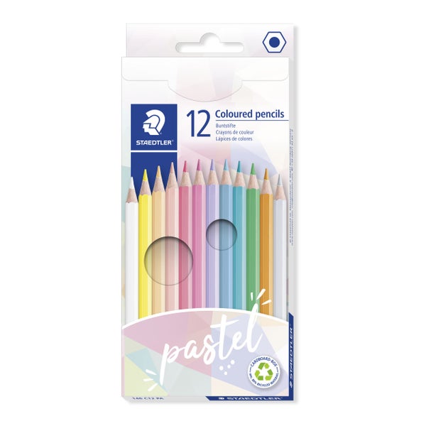 Staedtler Buntstifte Pastel im 12er-Set in einer Kartonschachtel.