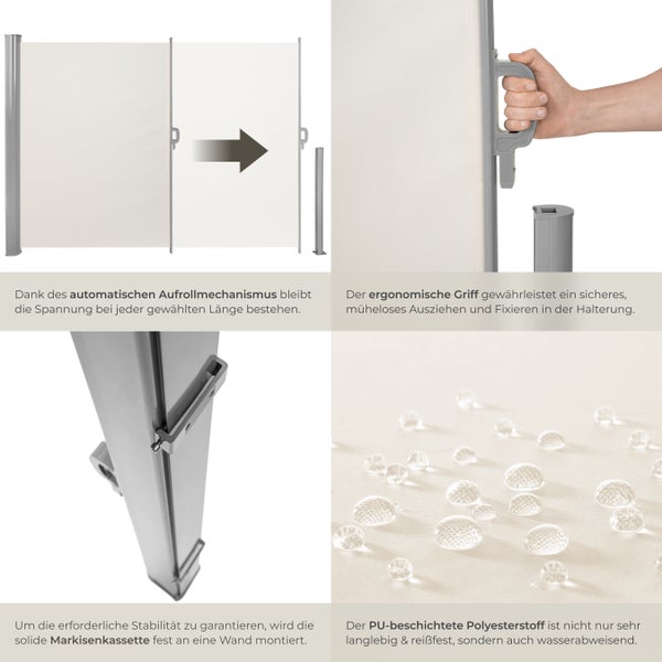 Seitenmarkise tectake  200 x 300 cm aus Aluminium beige